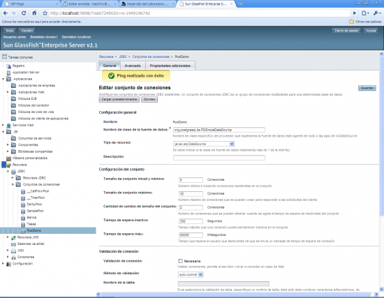 Glassfish: Pool de conexiones con PostgreSQL desde NetBeans